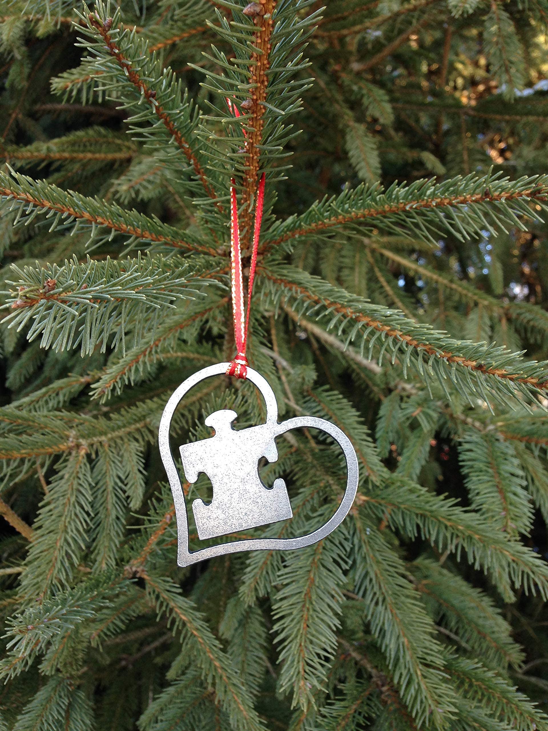 CNC cut 14 gauge hot rolled steel ornament autism