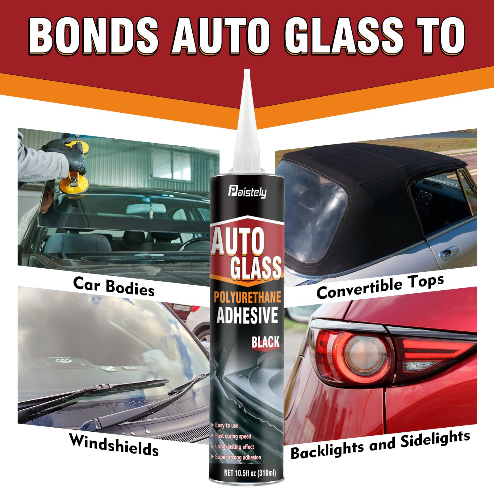Auto glass sealant compatible with standard caulking guns
