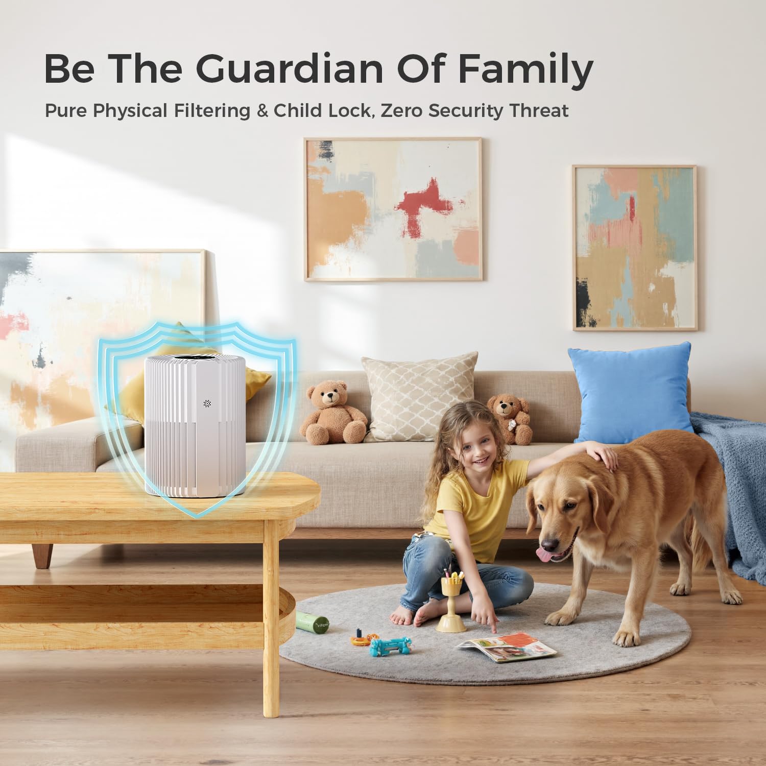 one-touch child lock and mute voopnu purifier