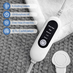 Safety features auto-off and overheat protection on electric blanket