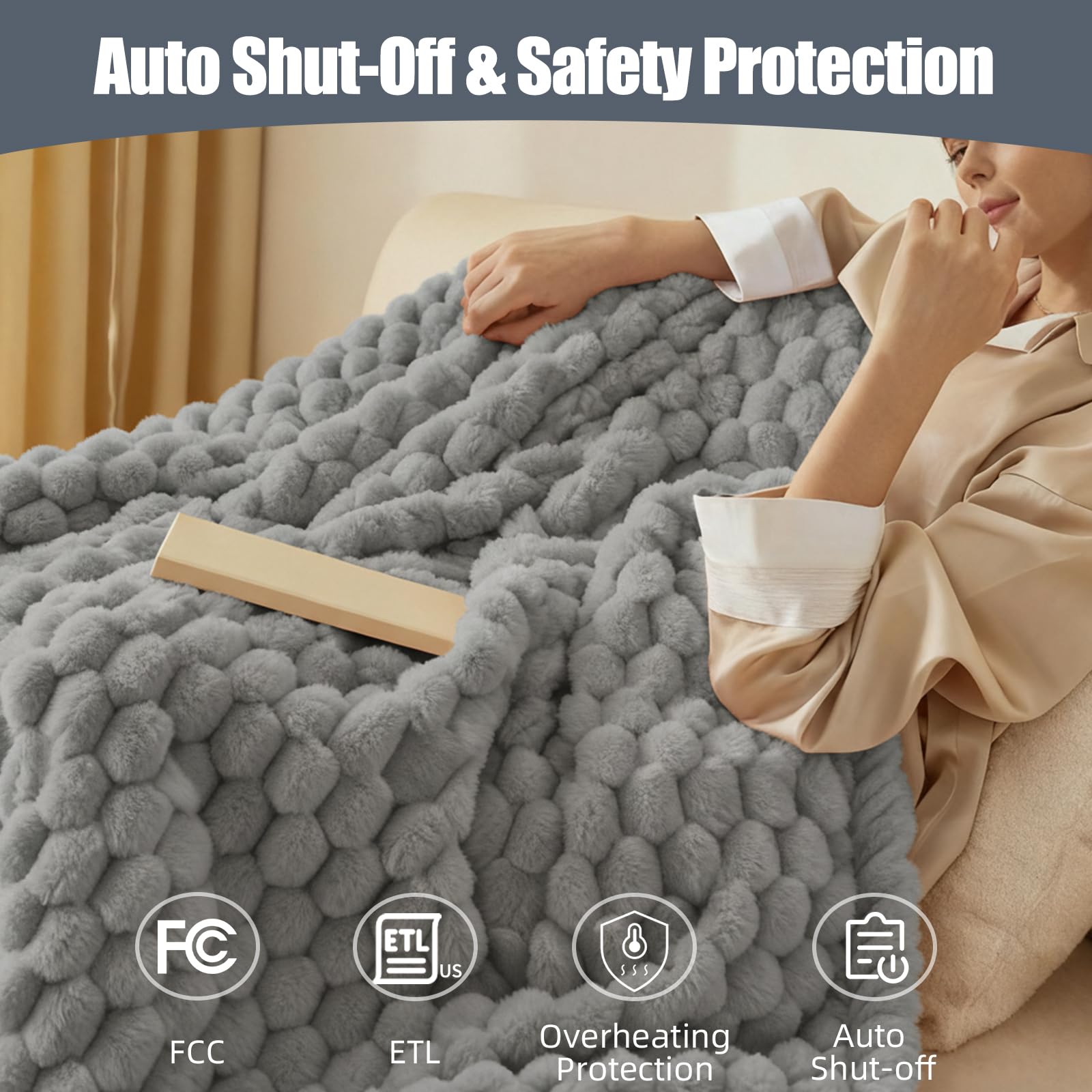 Detachable power connector on Eastsora heated blanket throw