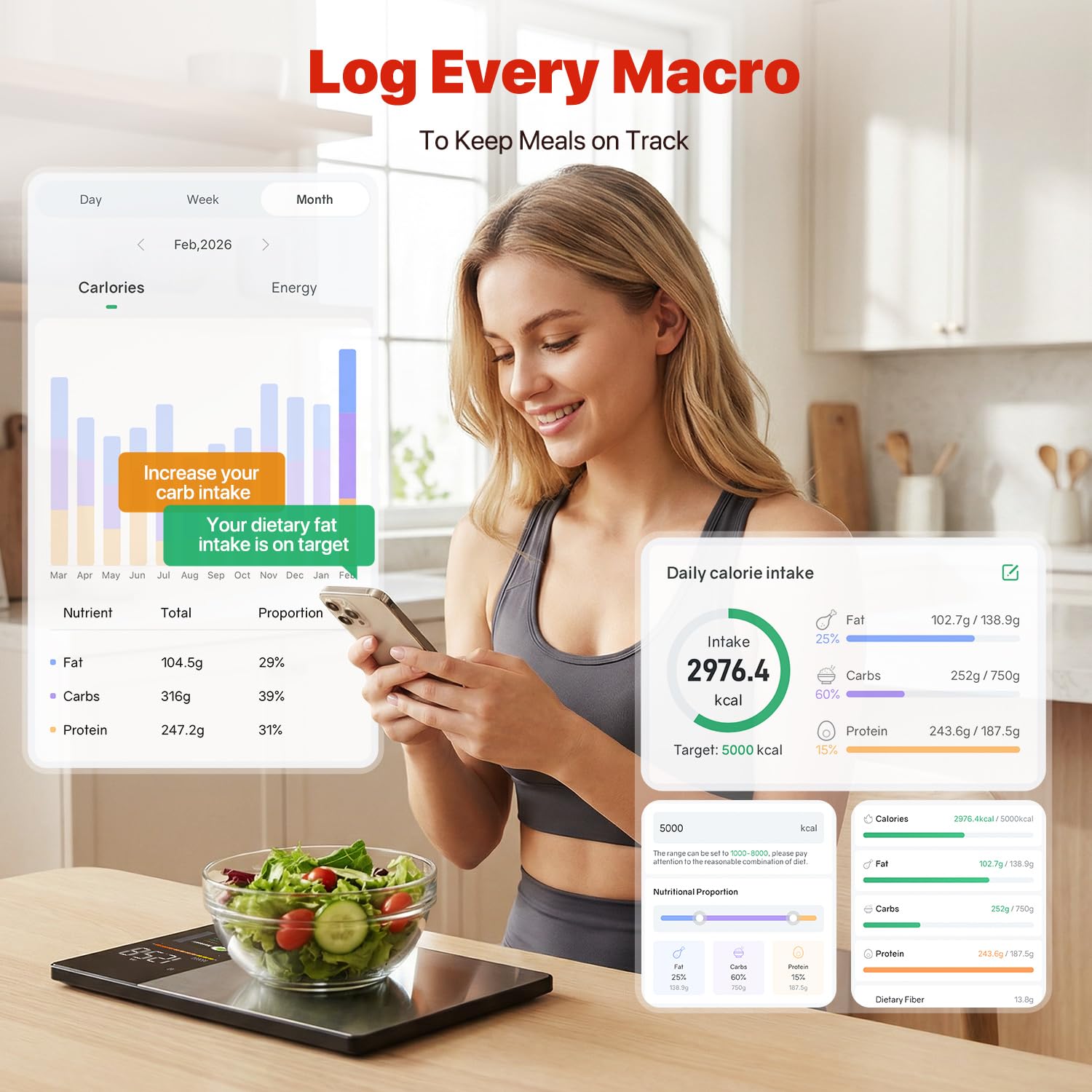 Auto-tare subtracts container weight for accurate results