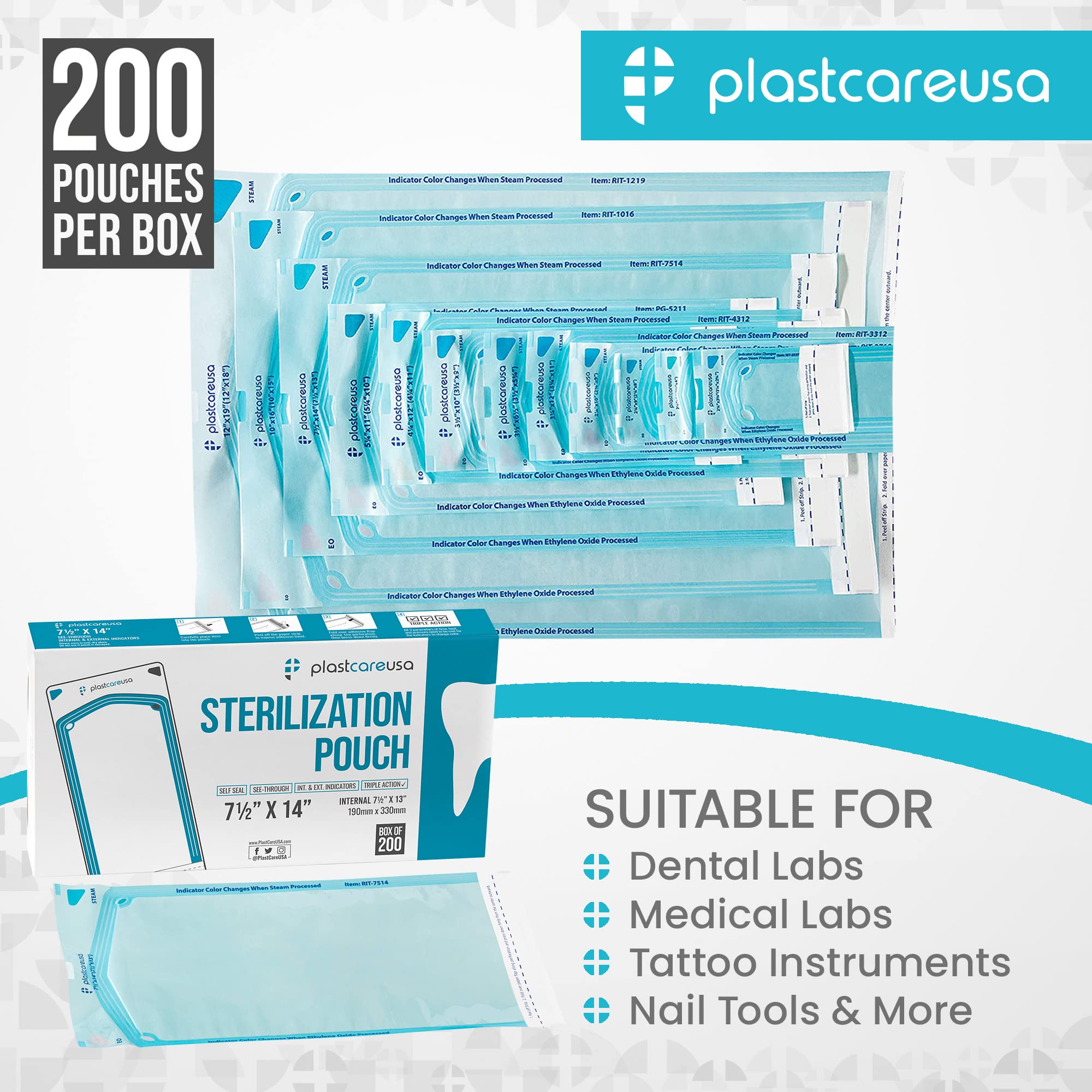 autoclave compatible sterilization pouch for dental tools 200 pack