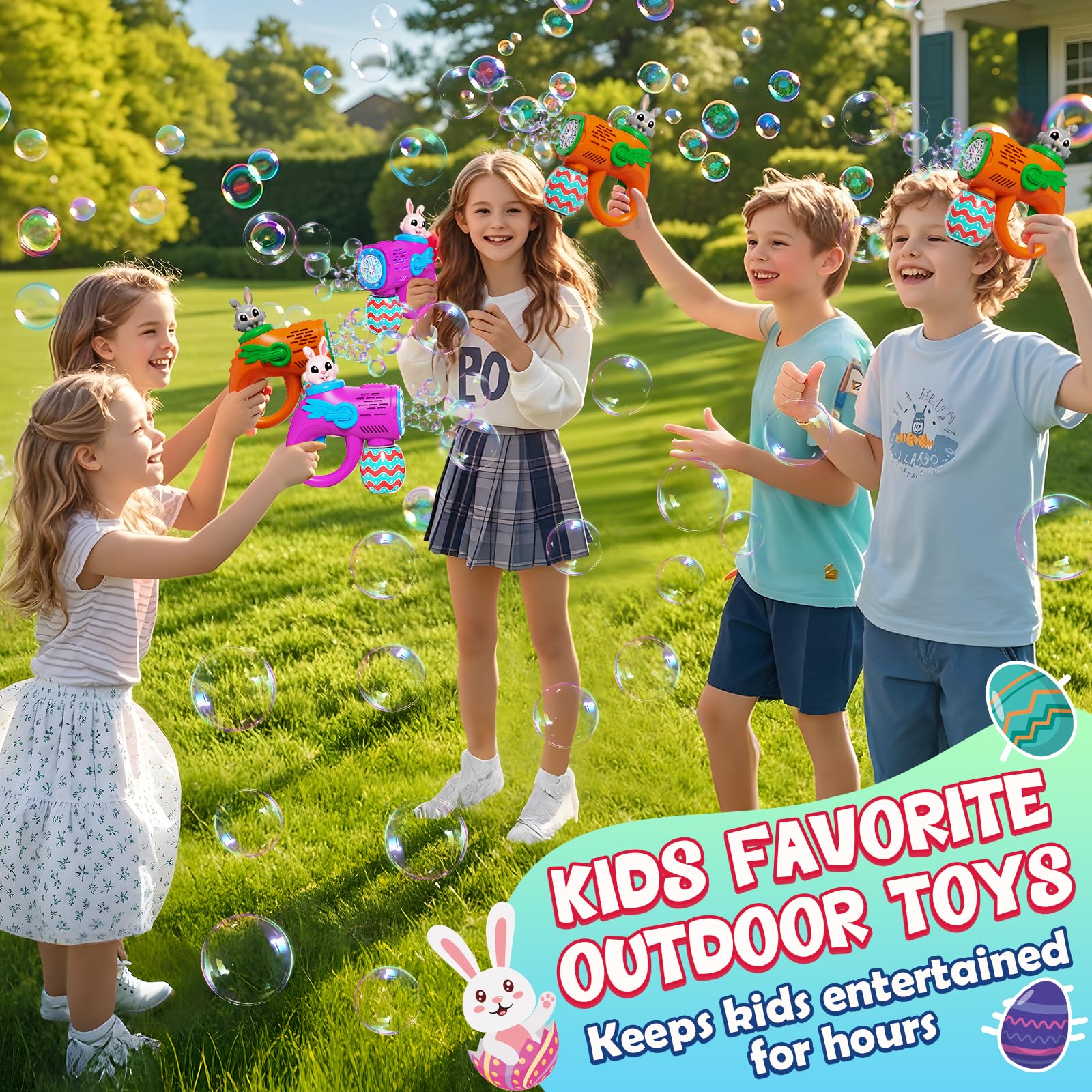Lightweight bubble guns suitable for ages 3 and up outdoors