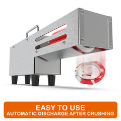 Automatic discharge feature on can crusher