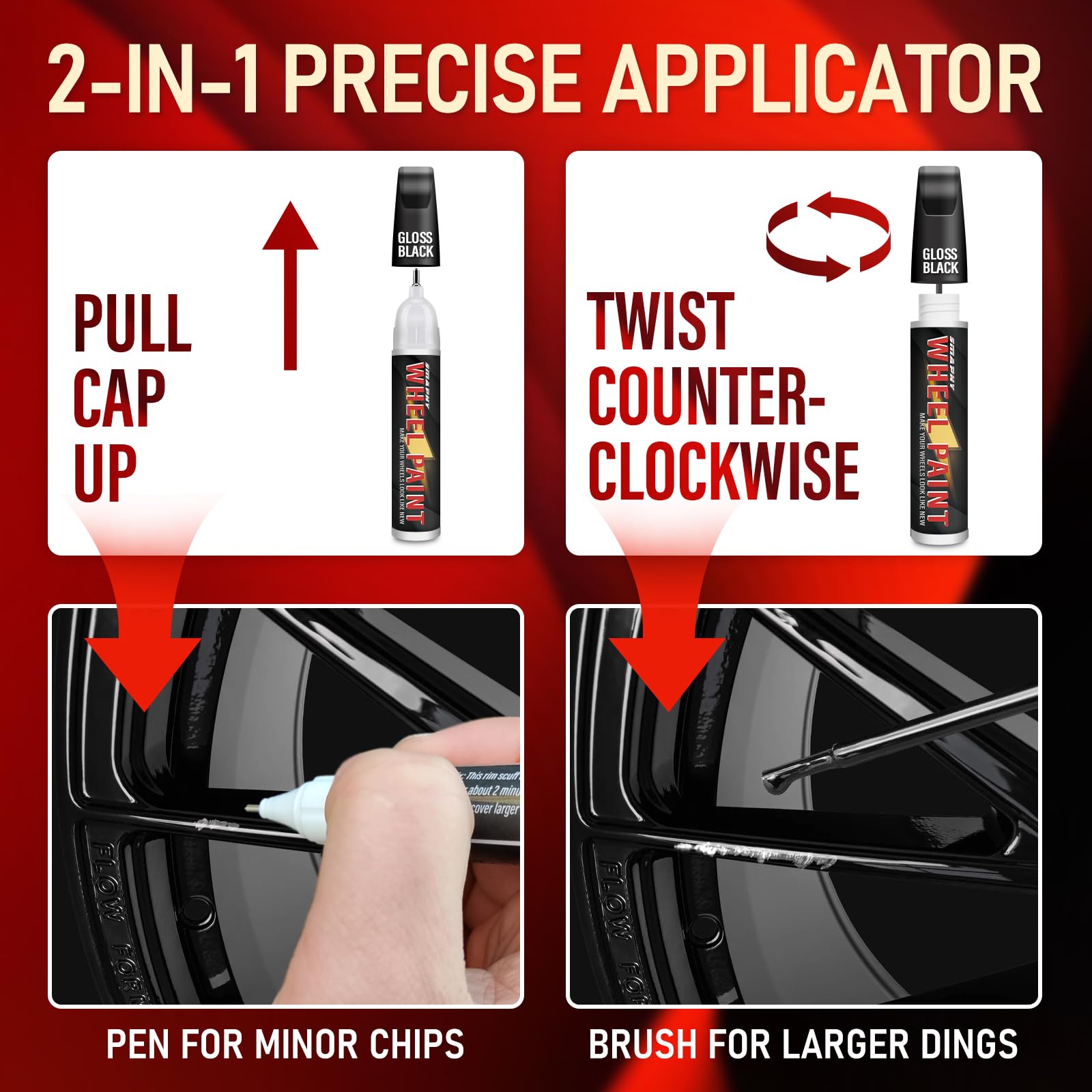 Automotive touch up paint pen for rims 1oz