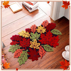 Anti-slip backing on autumn maple leaf rug