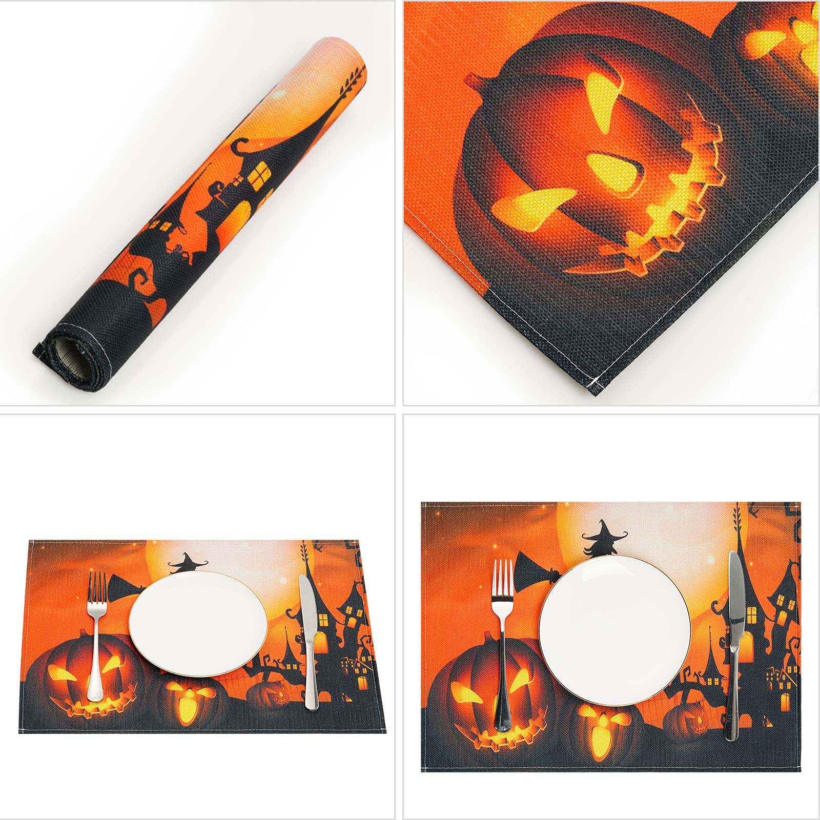linen placemats halloween set durable heat resistant