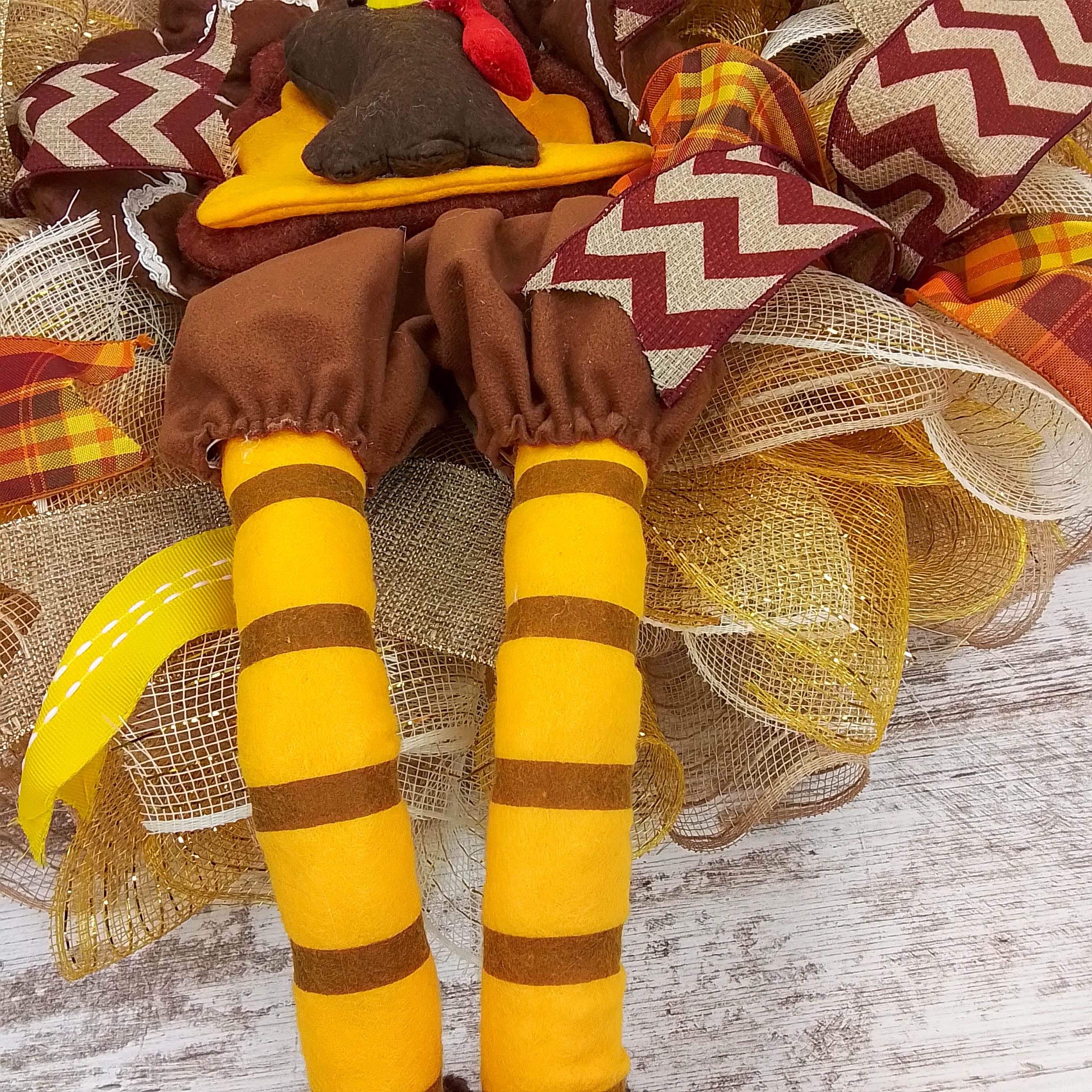 Seasonal fall wreath with turkey imagery and front door decor