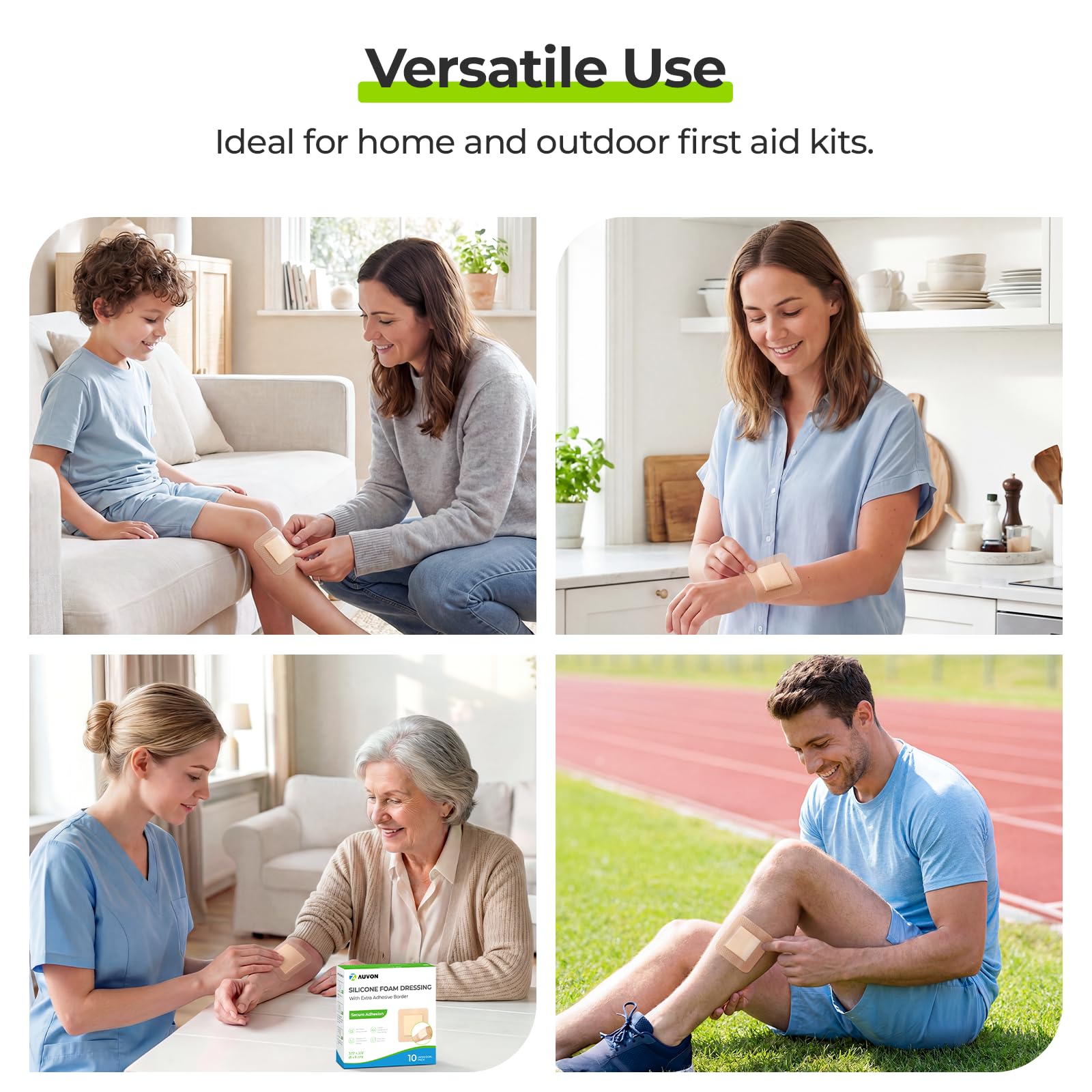 AUVON 3x3 silicone foam dressing for home healthcare