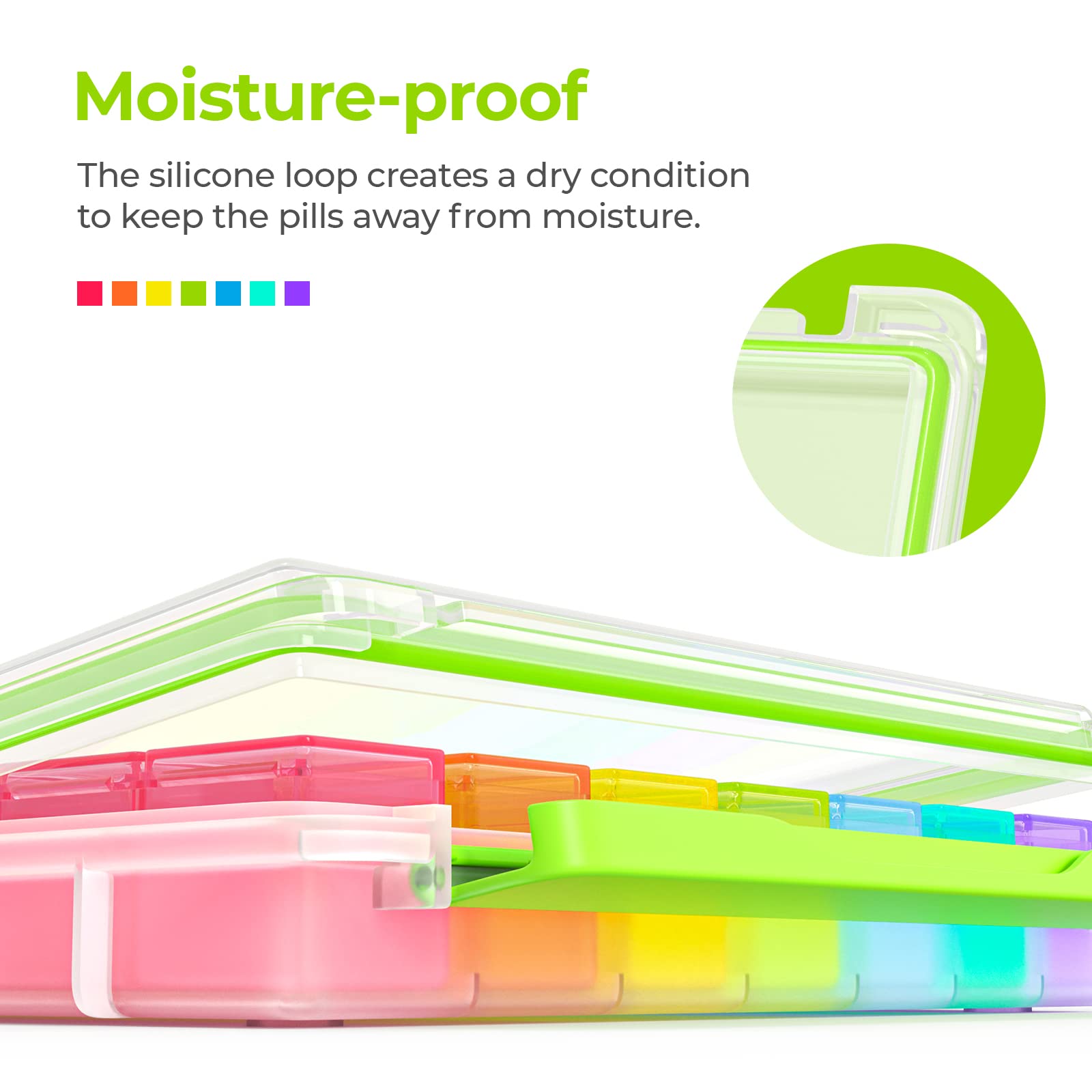 Close up of AUVON iMedassist 7 day pill organizer detachable lid