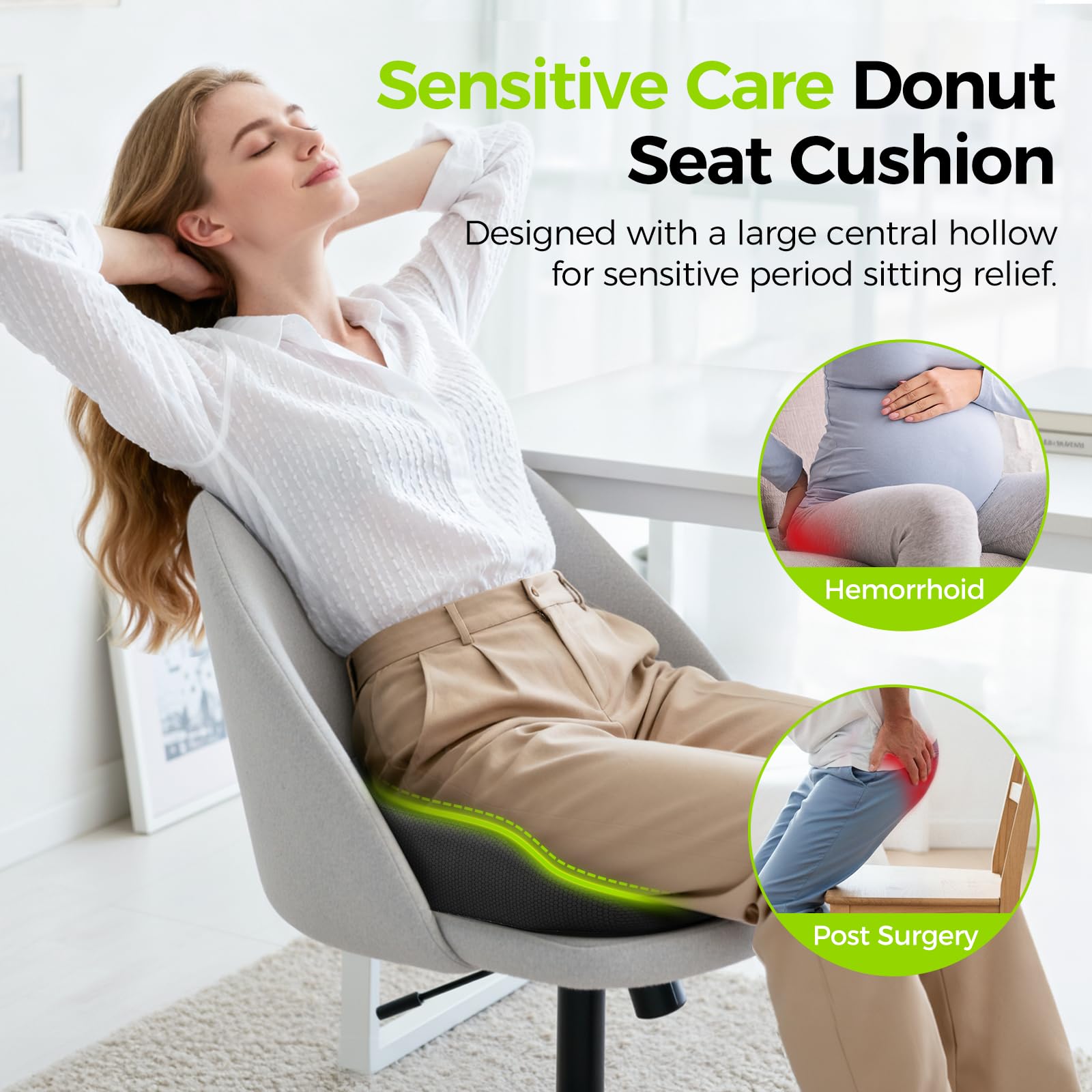 Donut Pillow Seat Cushion for hemorrhoids and post surgery