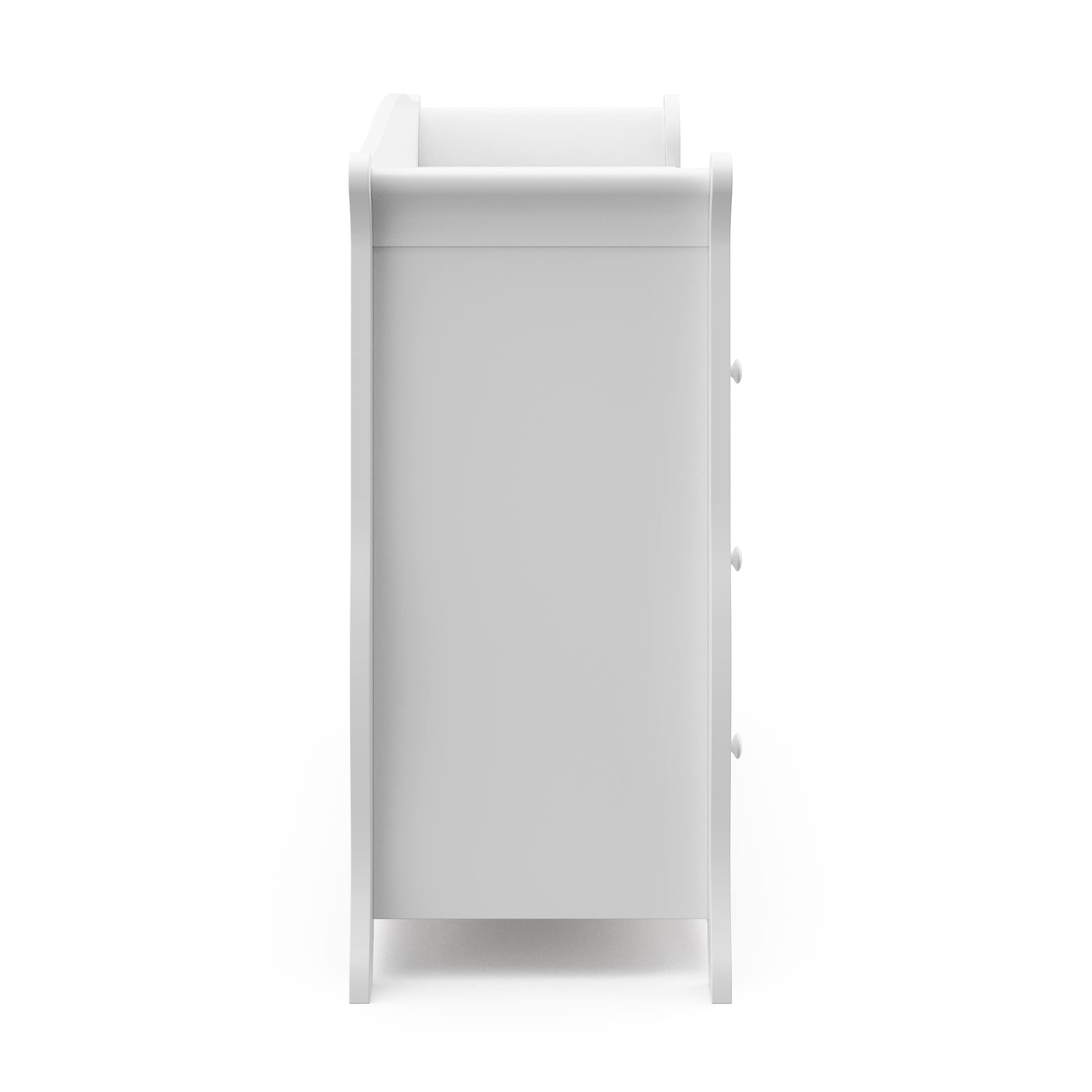 Avalon six-drawer white dresser with decorative knobs