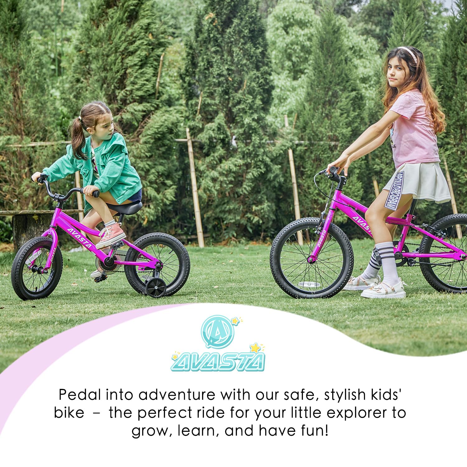 Training wheels on AVASTA Bilbo 18 inch kids bike