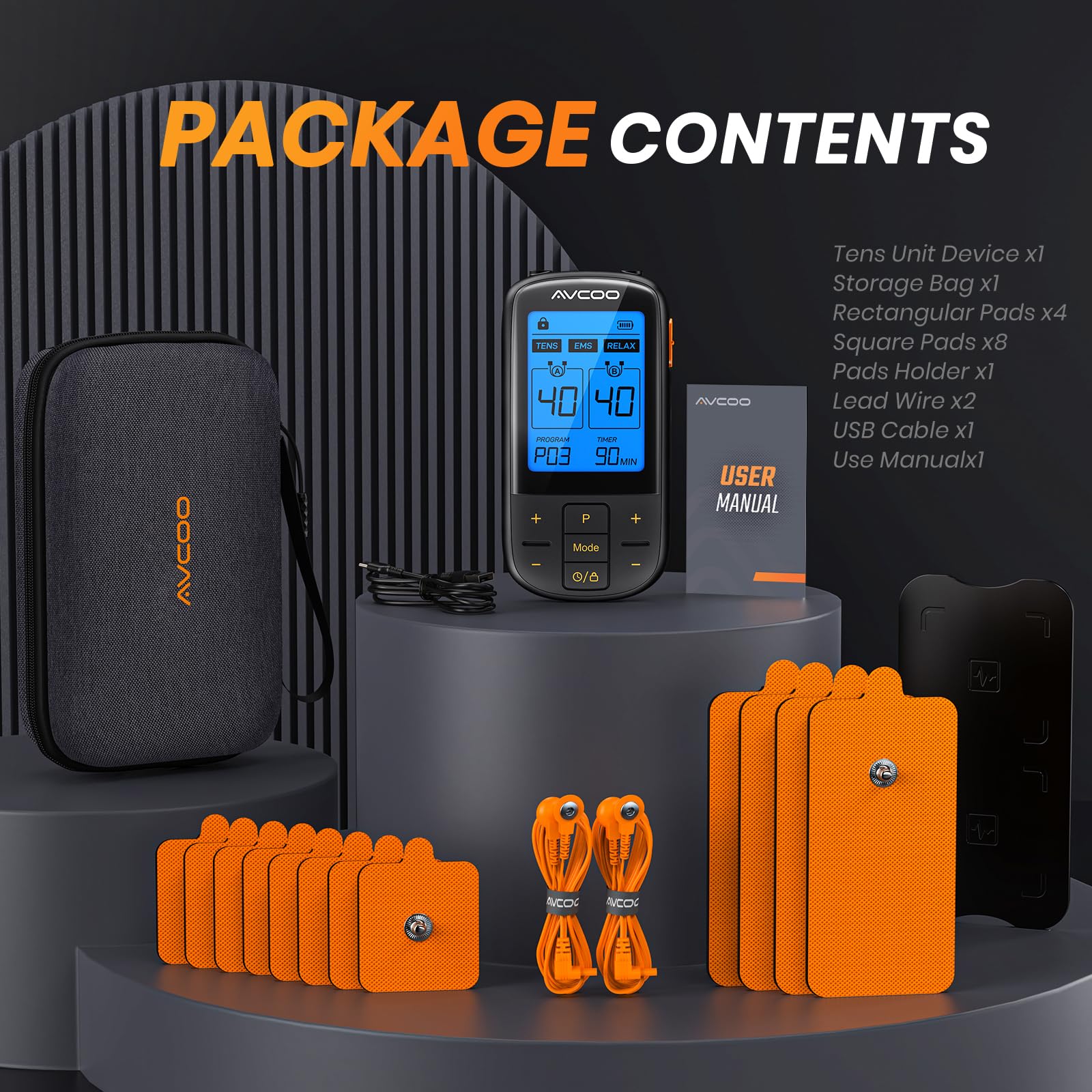 AVCOO complete kit with leads pads and charge cable