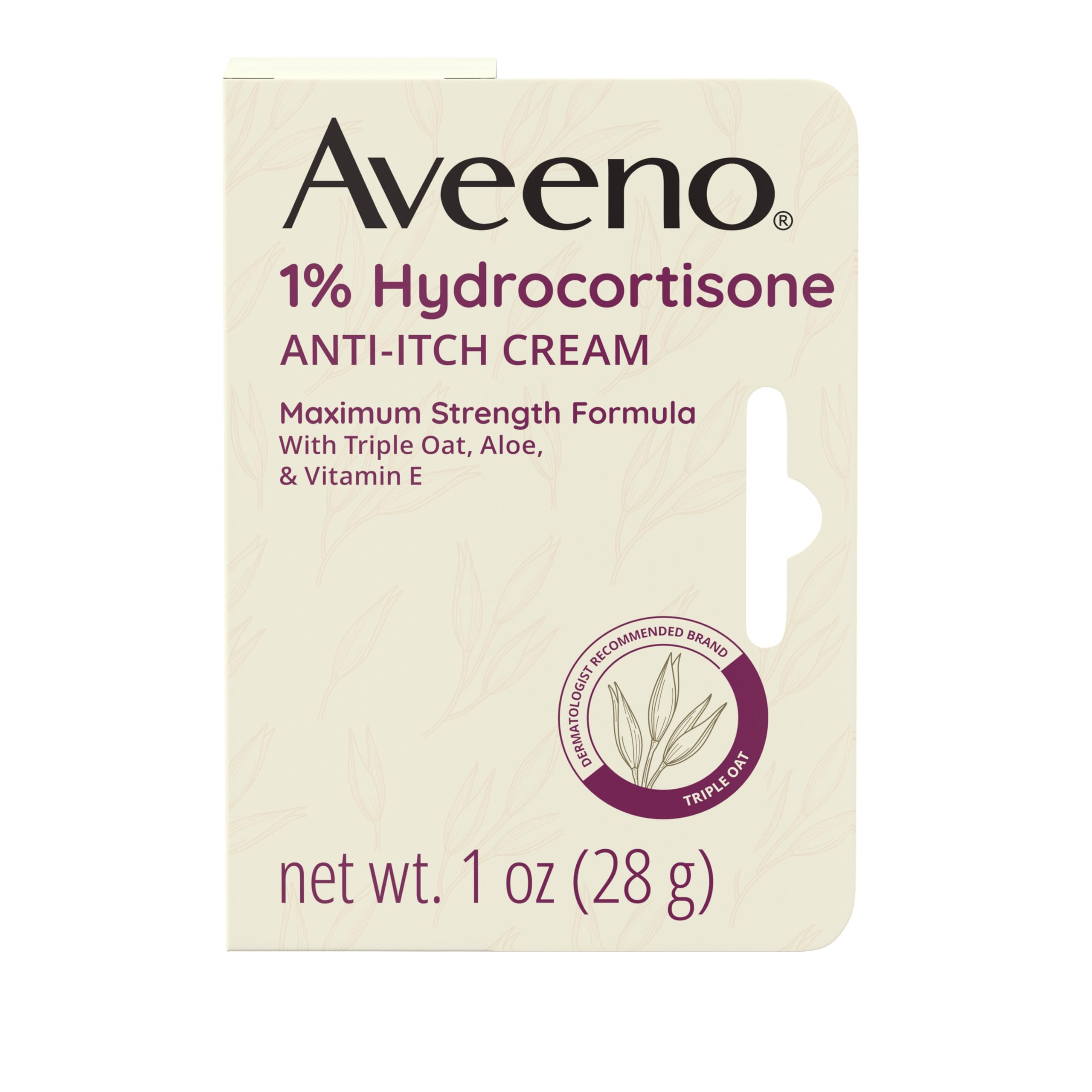 Aveeno maximum strength 1% hydrocortisone anti-itch cream two 1-ounce tubes