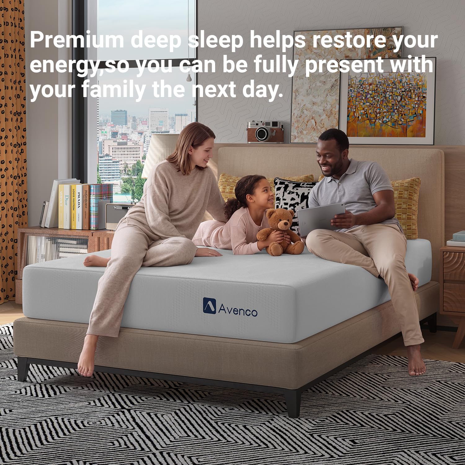 Removable moisture-release cover detail on Avenco mattress