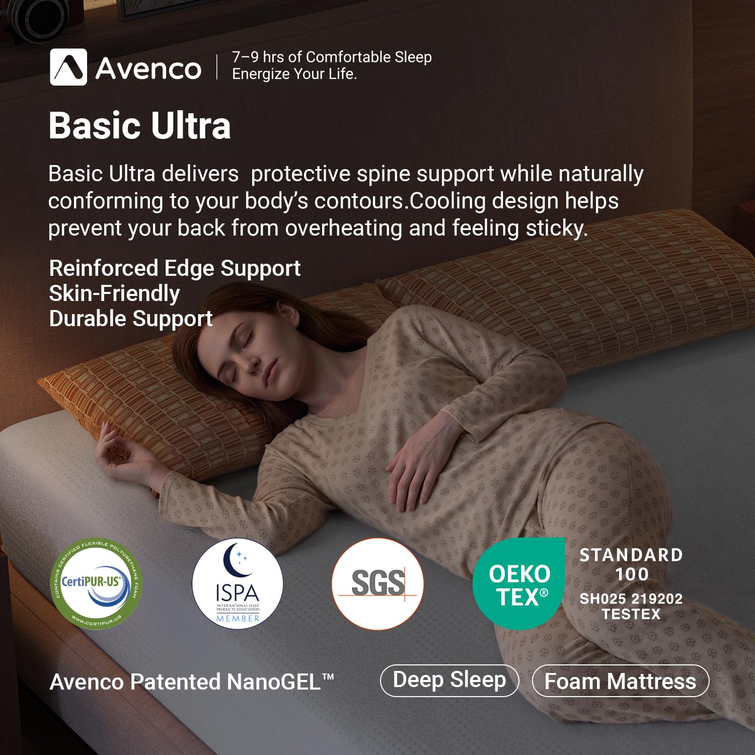 Open cell foam core in Avenco twin xl mattress illustration