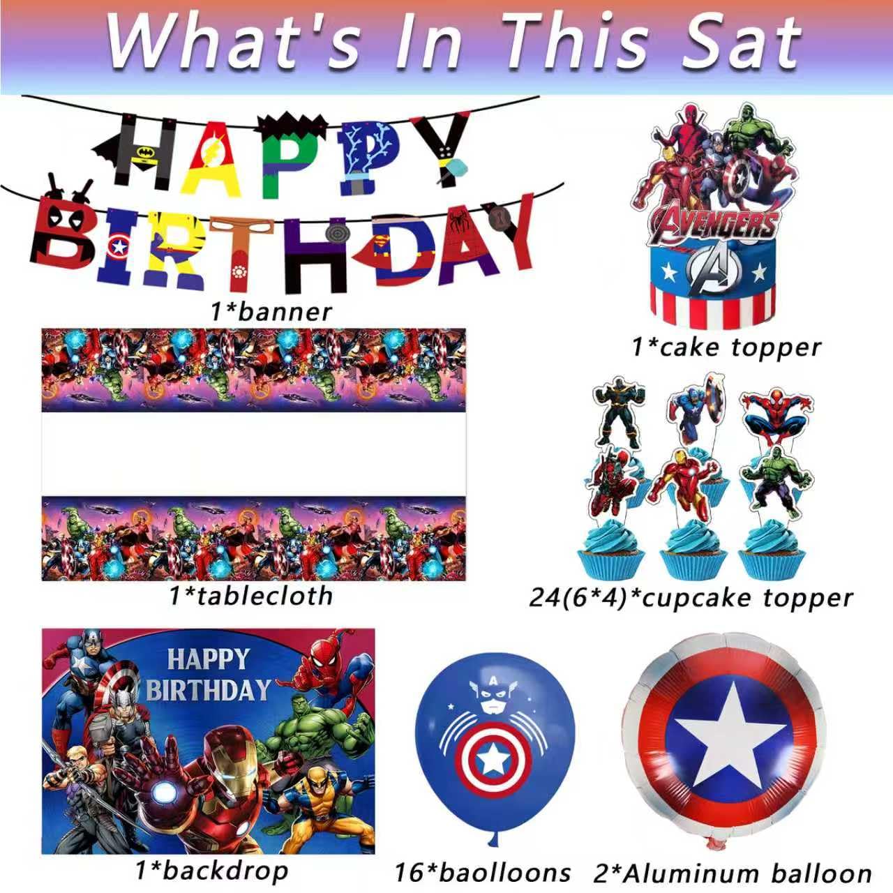 Avengers themed backdrop for party setup