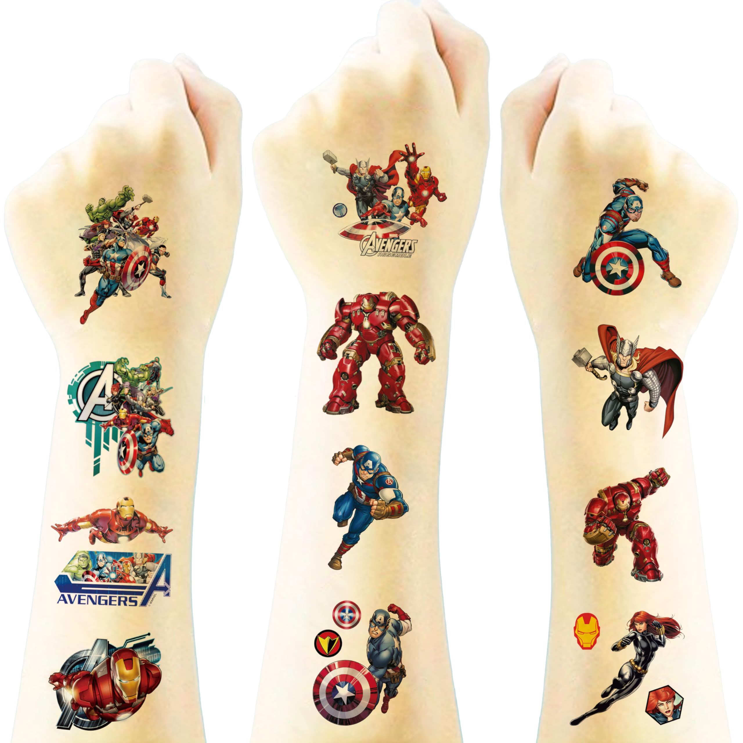 40pcs Avengers temporary tattoos blue sheets 2x2 inch for kids