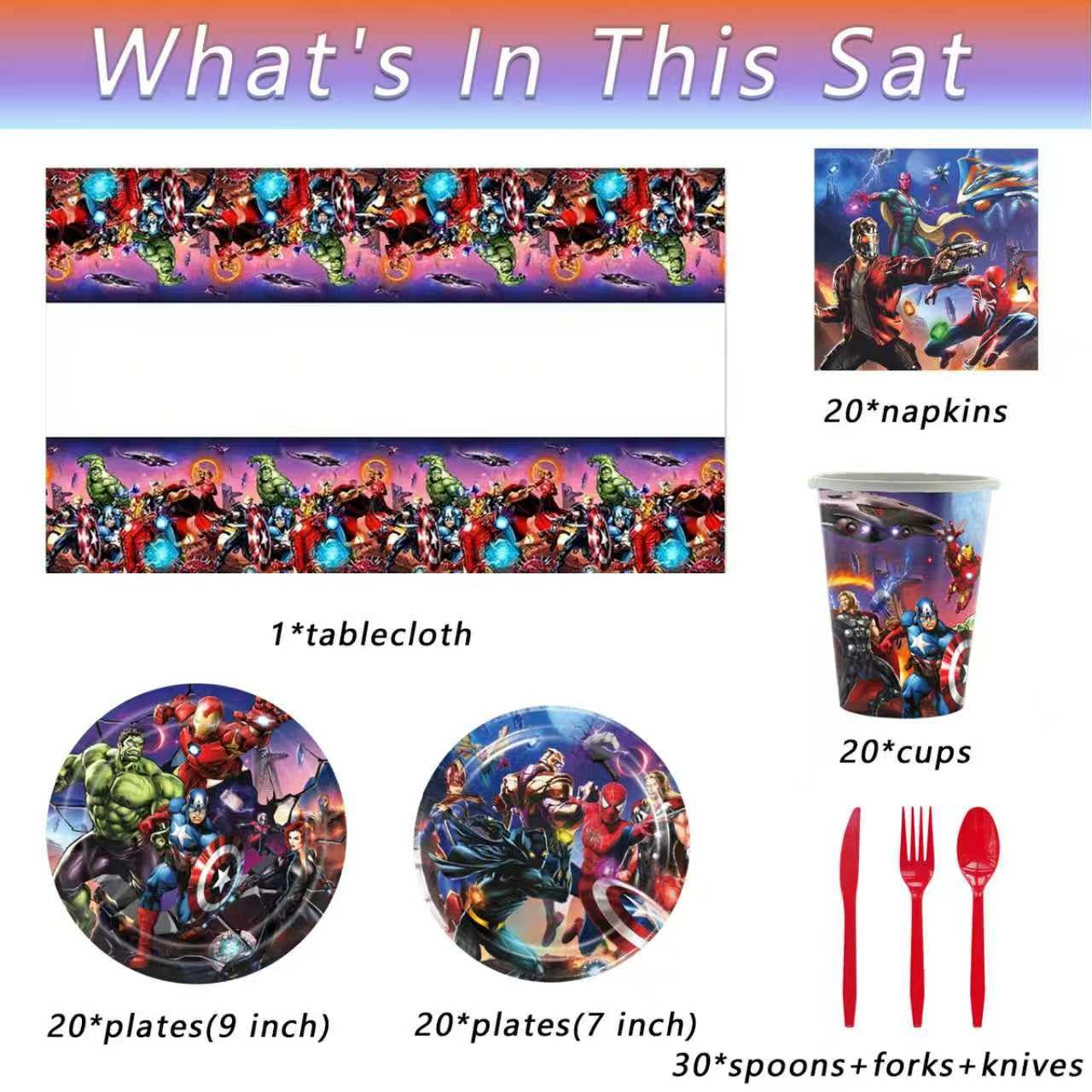 Avengers themed cups and napkins from 111 Psc set