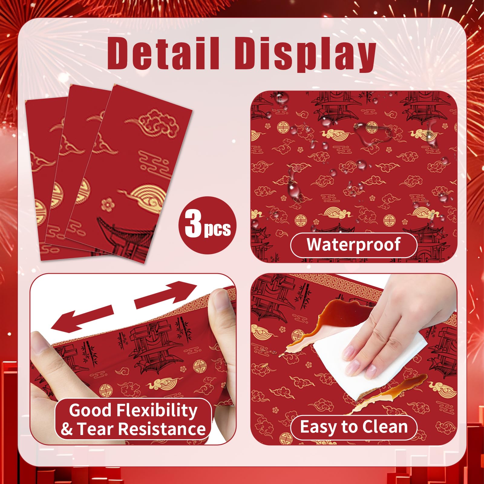 Chinese New Year red gold tablecloth by Avikosi