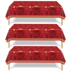 Red and gold oriental hibachi tablecloth by Avikosi