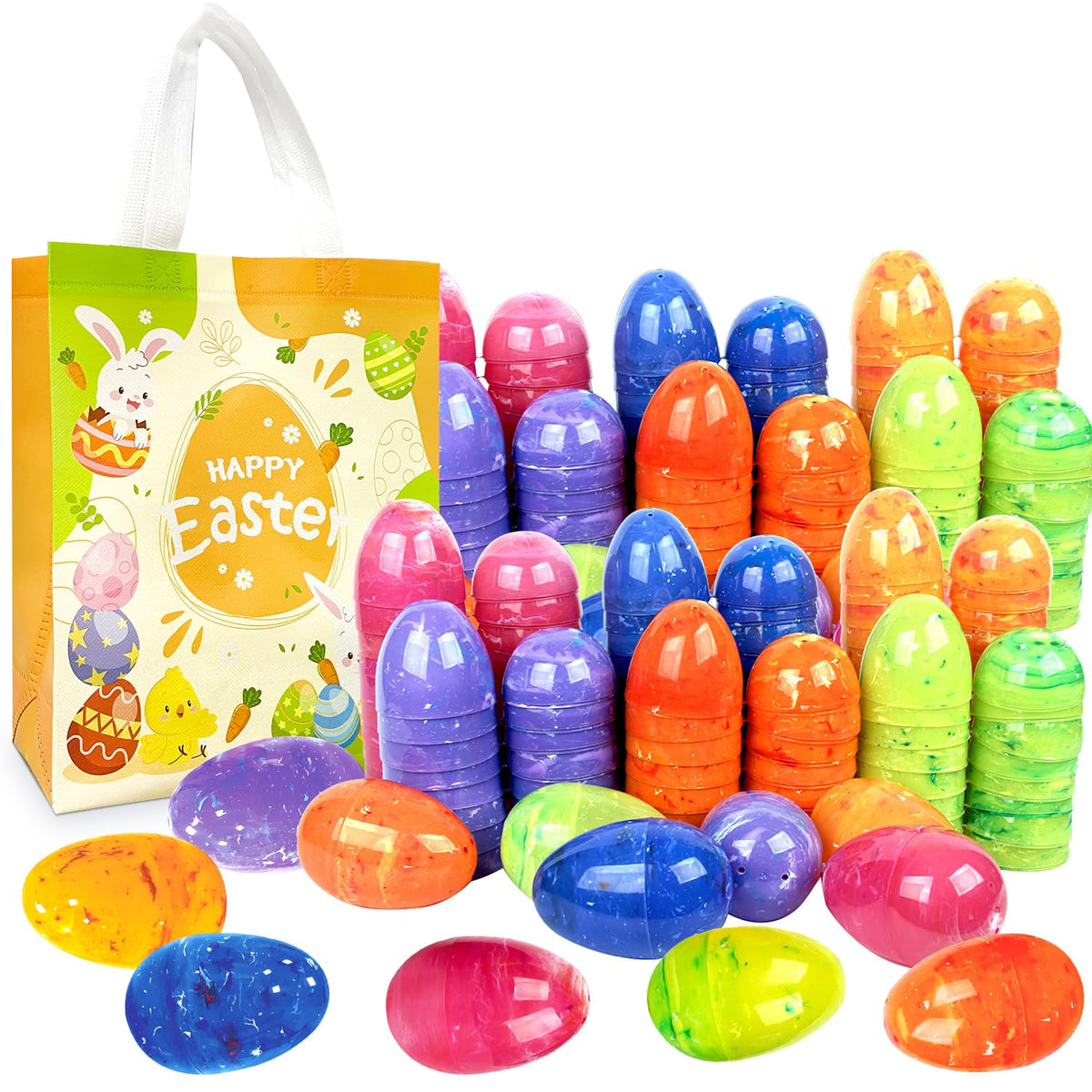 Aviski 72pcs 3.15 inch Easter eggs in colorful pack for egg hunt