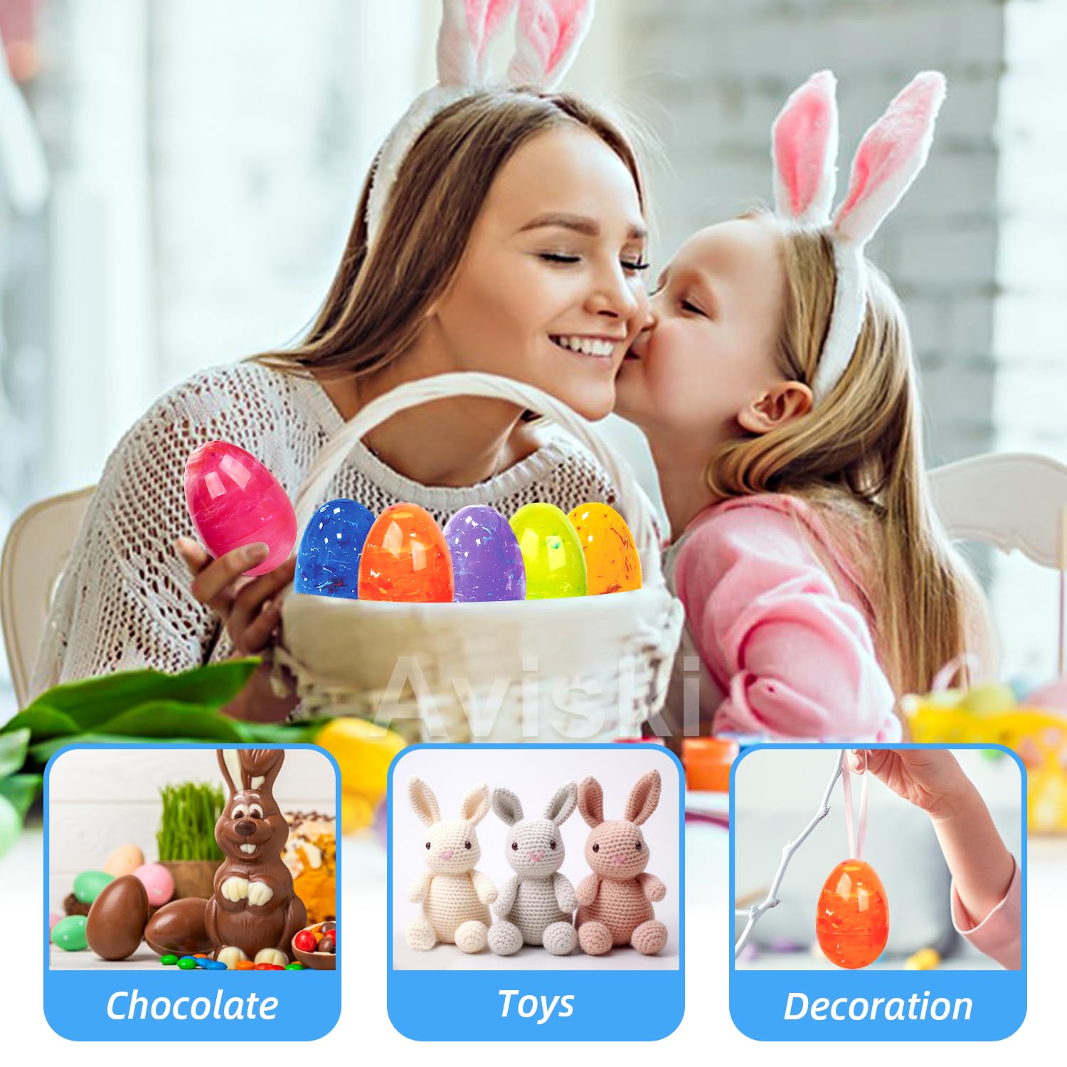 Plastic Easter eggs 3.15 inch size set by Aviski