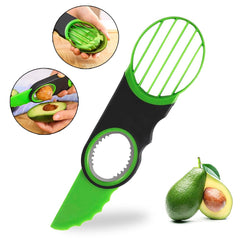 Avocado slicer 3-in-1 tool close up stainless steel image