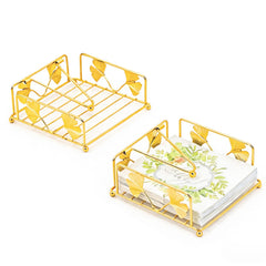 Avolander 2 pack napkin holder for table with gold ginkgo leaf
