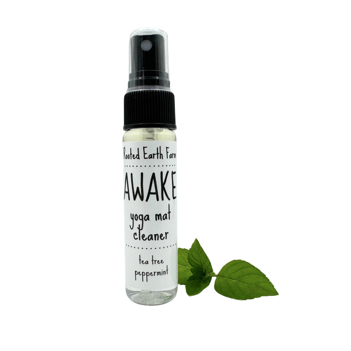 Awake Yoga Mat Cleanser bottle with peppermint and tea tree