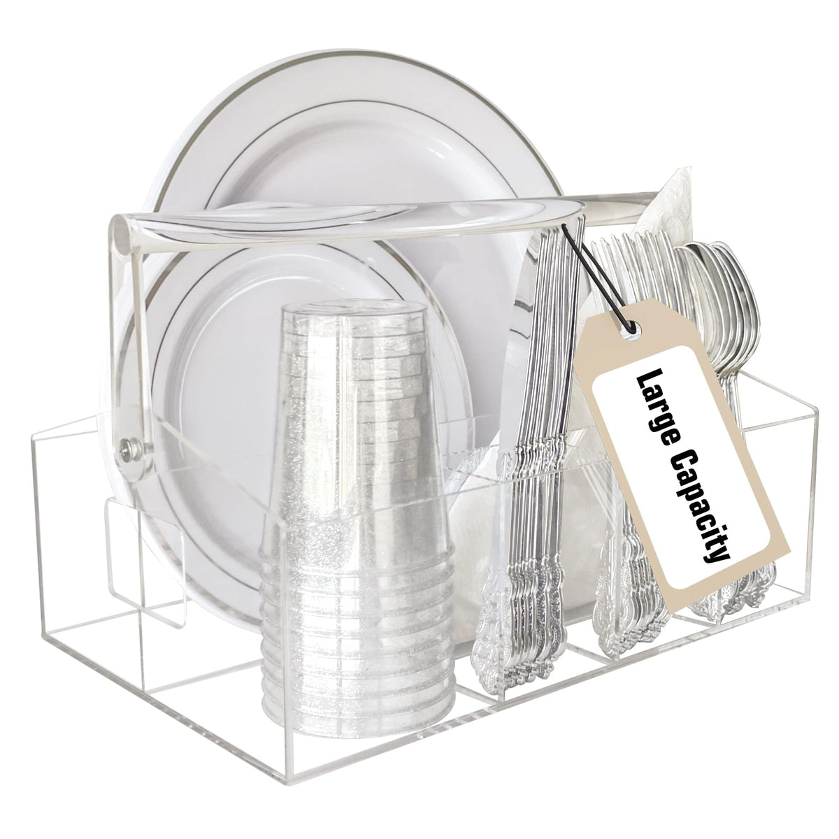 awesohome plate and utensil caddy for parties with six compartments