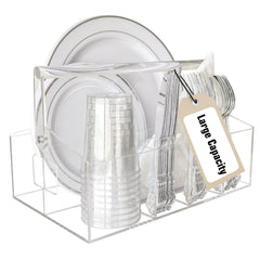 awesohome plate and utensil caddy for parties with six compartments