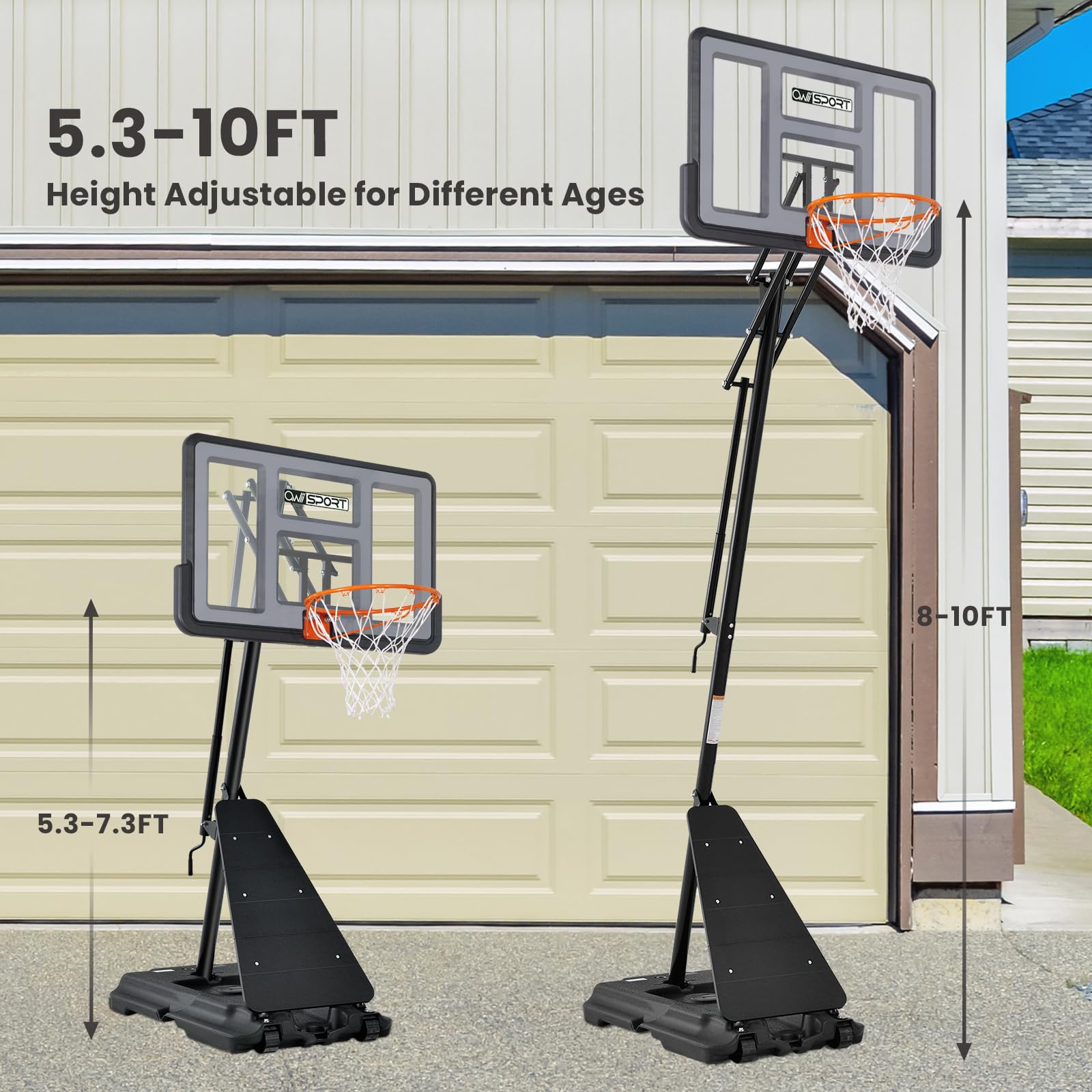 Portable base with wheels AWII SPORT basketball hoop setup
