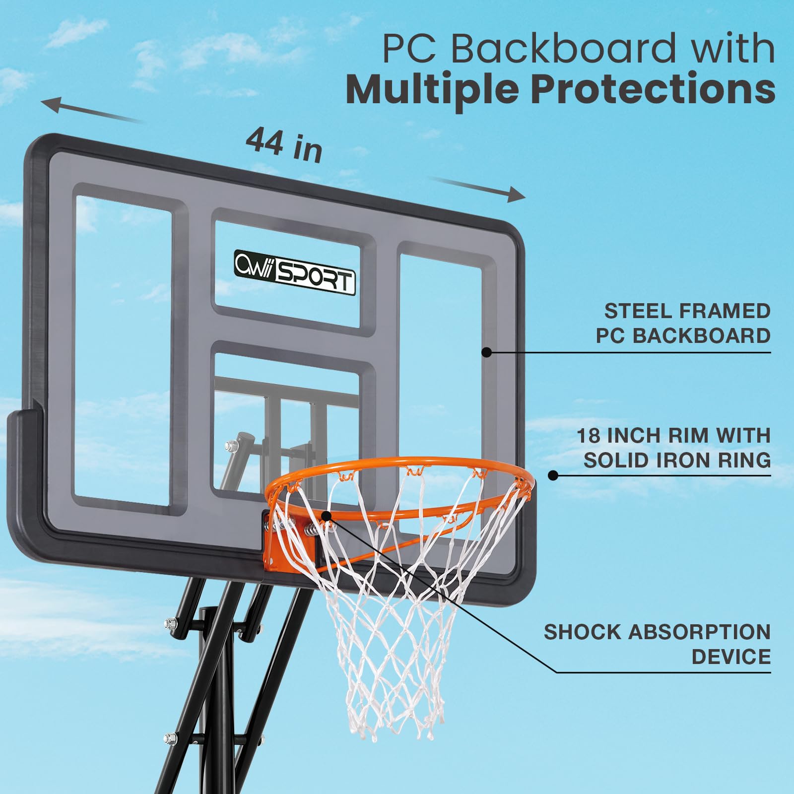 Height adjustable from 5.3 to 10 feet close up