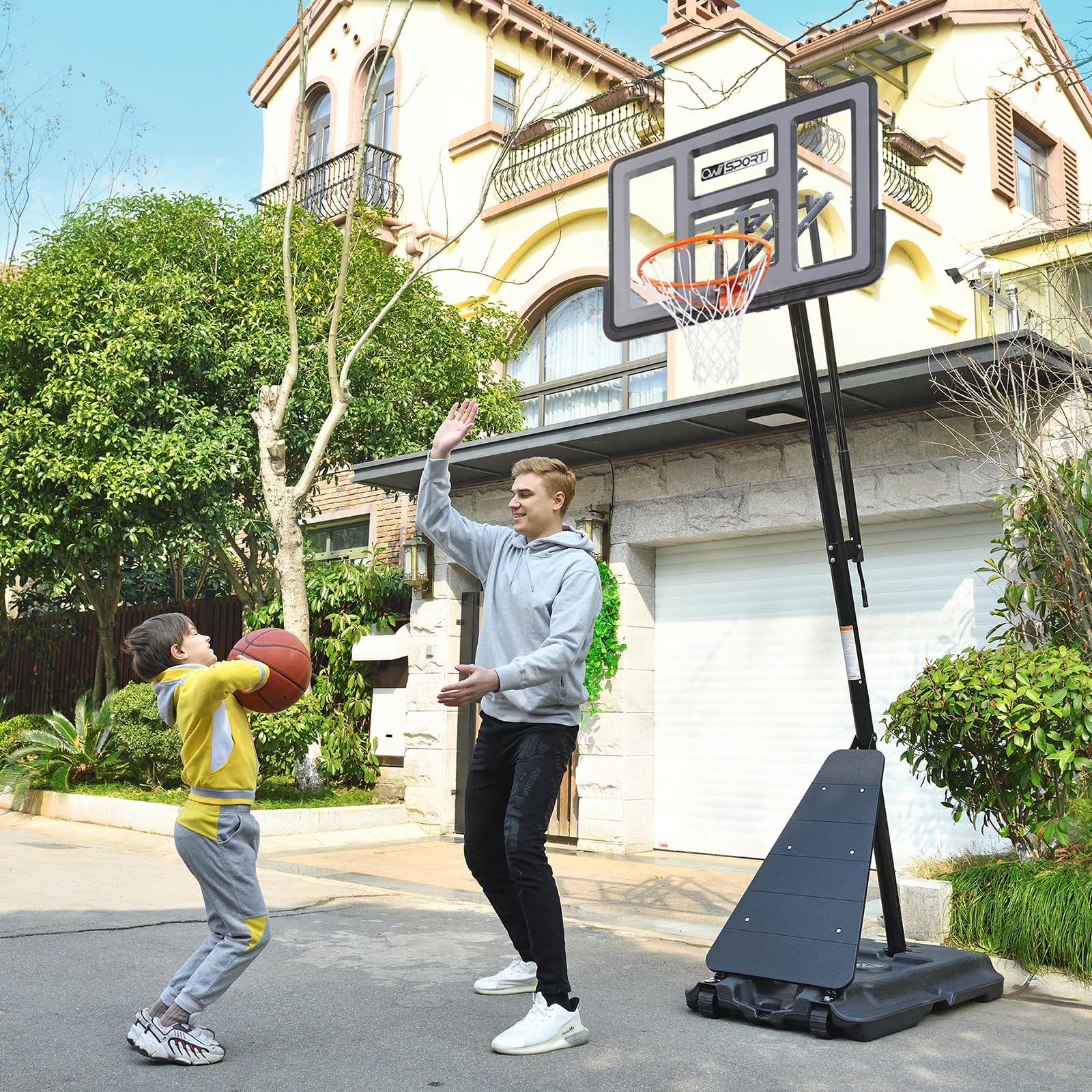 Backyard or court placement AWII SPORT portable basketball hoop