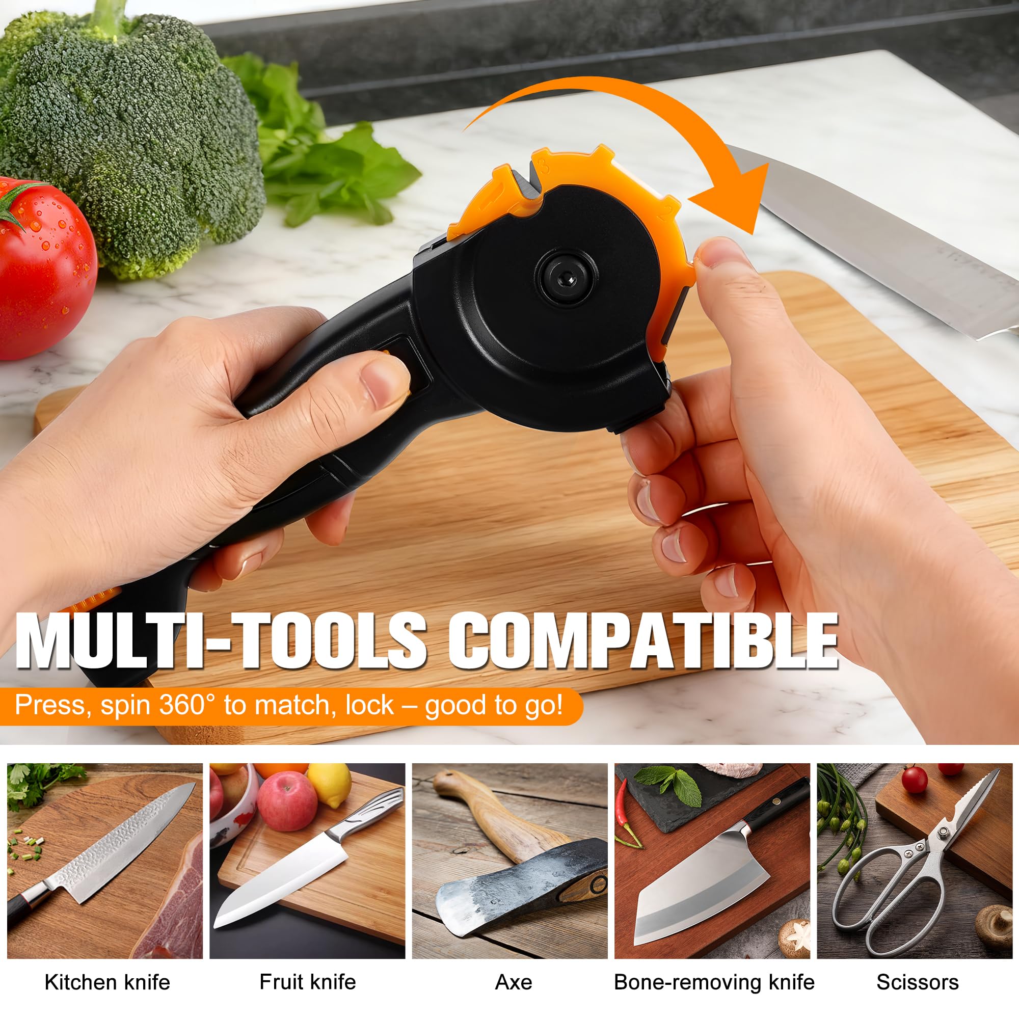 Sharpener for axes and machetes with KimPump