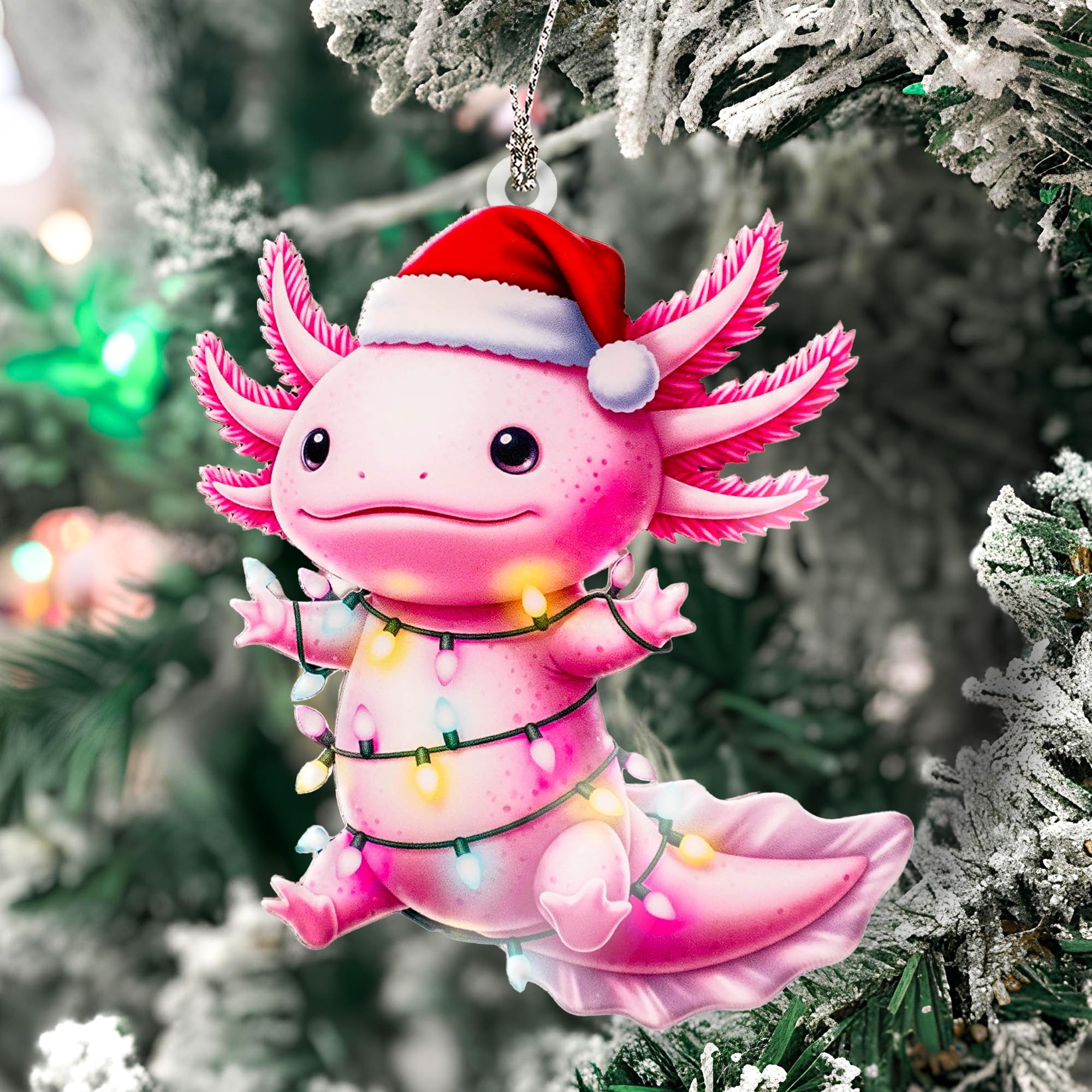 axolotl christmas ornament festive colors packaging