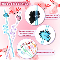 Axolotl themed party supplies Bokon with 24 pack straws and ornaments