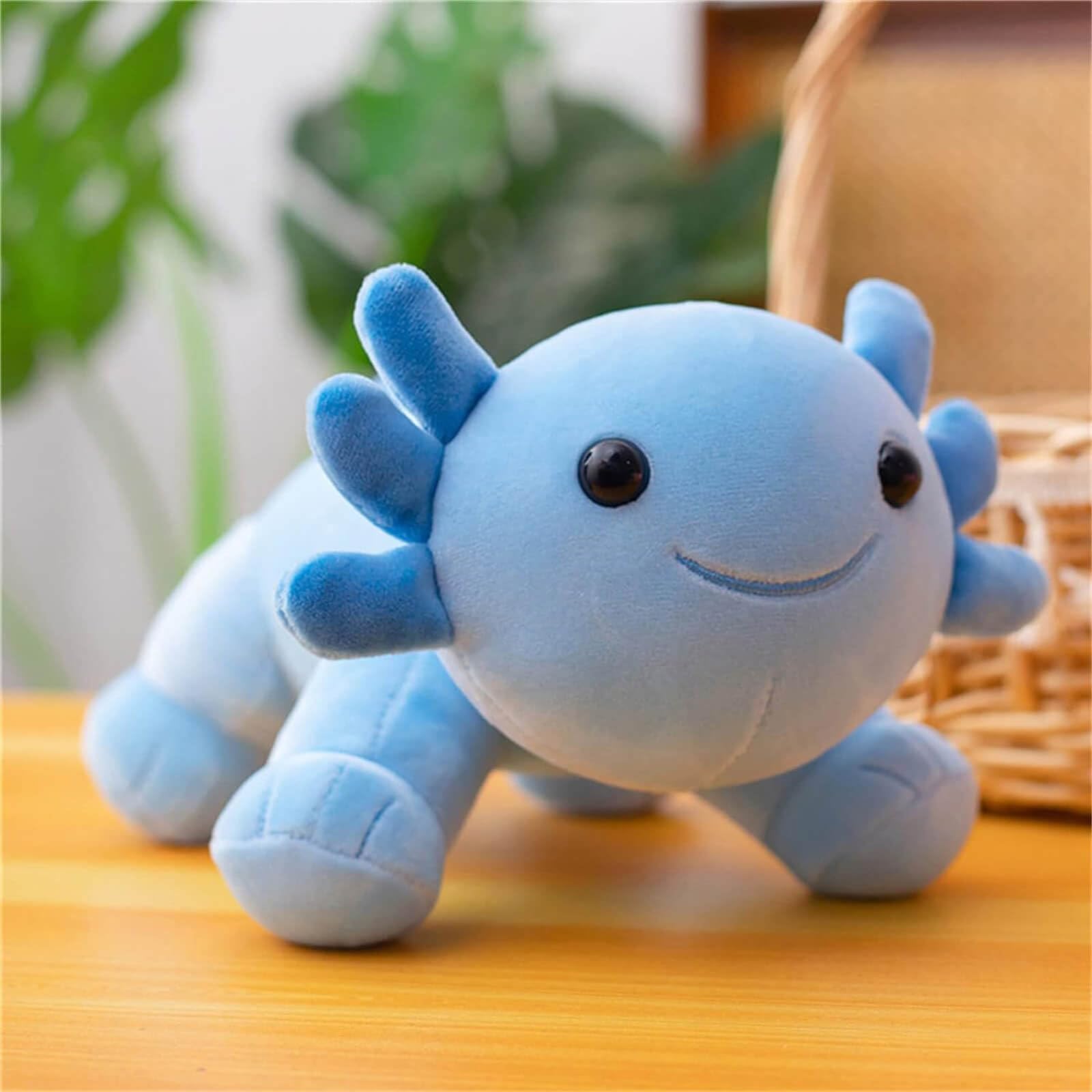 Soft plush axolotl toy blue DYBFONO