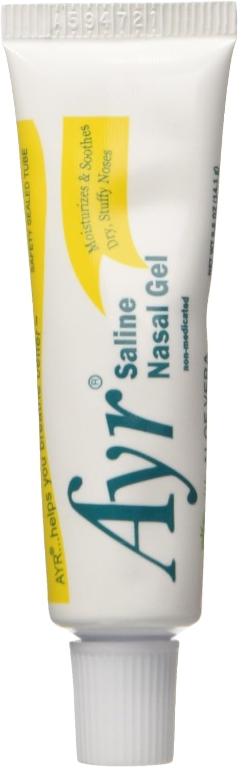Dry nasal passages relief Ayr saline gel Aloe 0.5 oz bottle