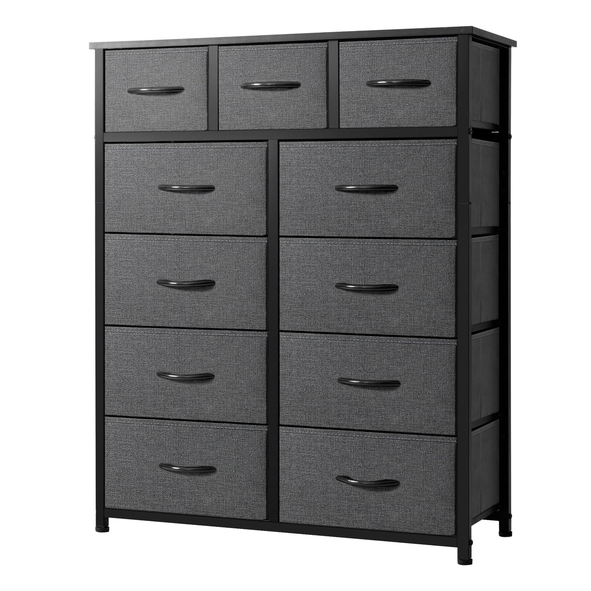 AZL1 Life Concept 11-Drawer Dresser with wooden top in dark grey