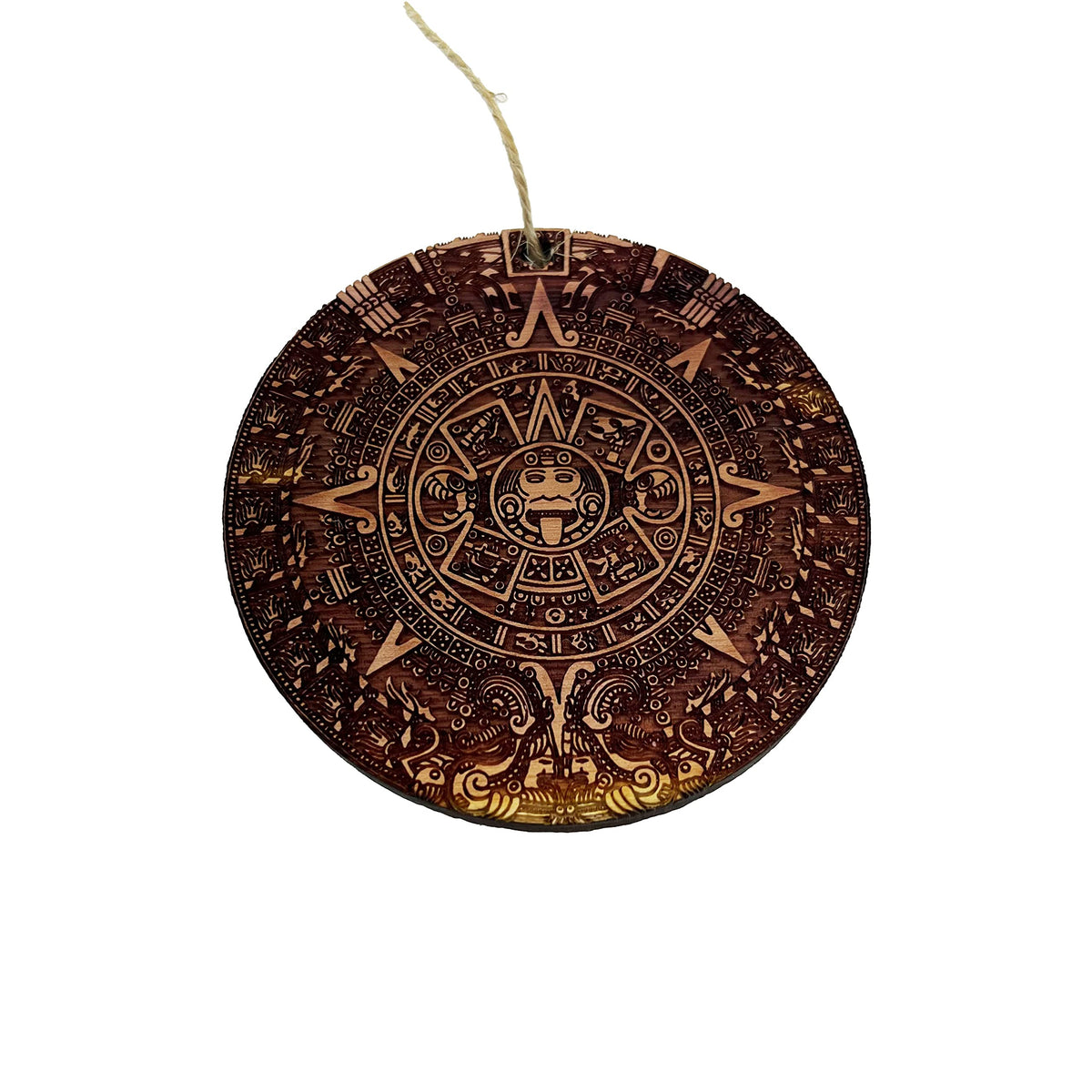 Aztec Mayan Calendar cedar ornament 1/4 inch raw cedar