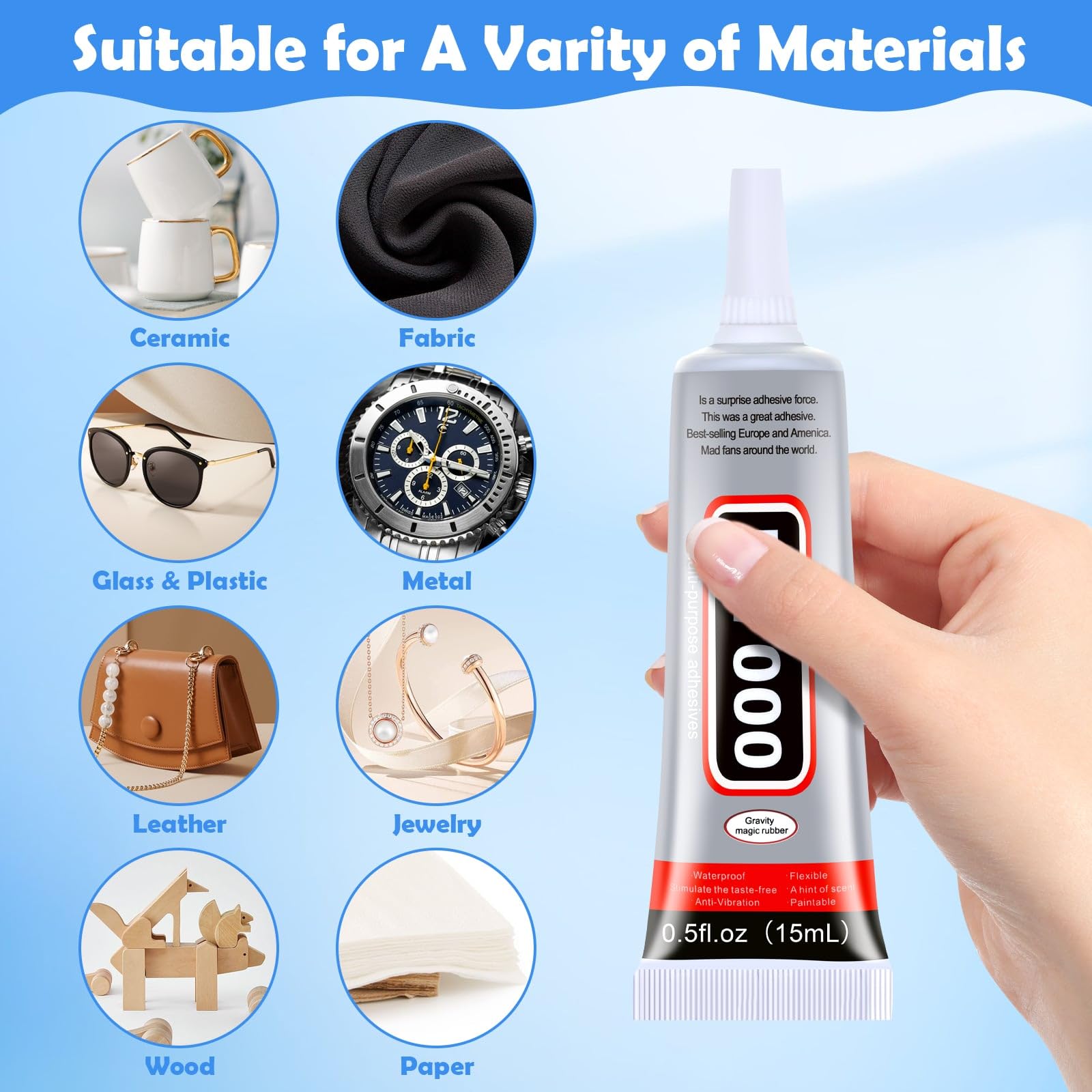 Multipurpose adhesive for fabric clothes shoes and accessories