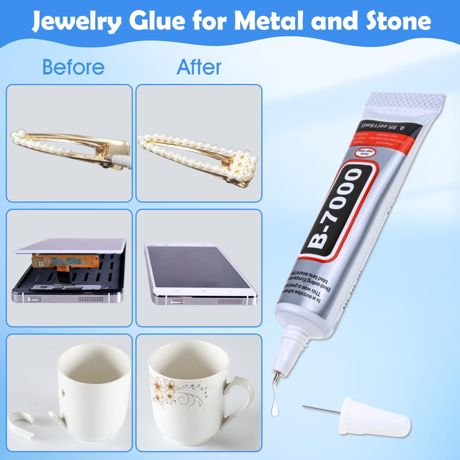 Bedazzling adhesive for nails crafts and decorations by B7000