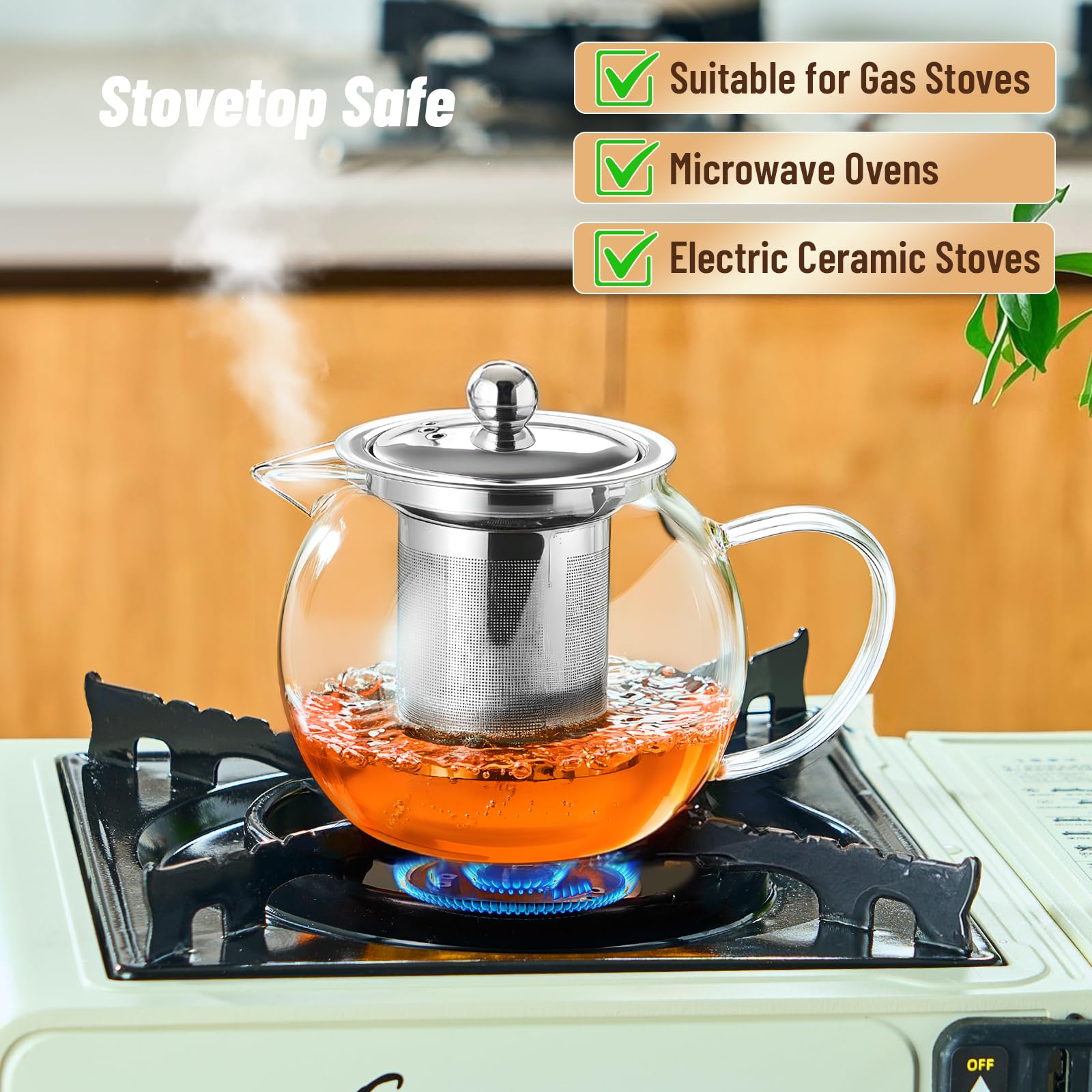 Serves 2-3 cups of blooming tea with Baalaka glass teapot