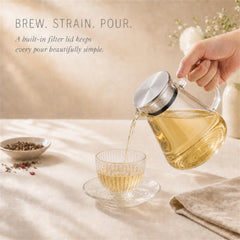 Wide glass chamber allows loose leaf tea to circulate