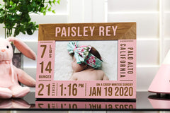 5x7 baby announcement picture frame with glass and easel