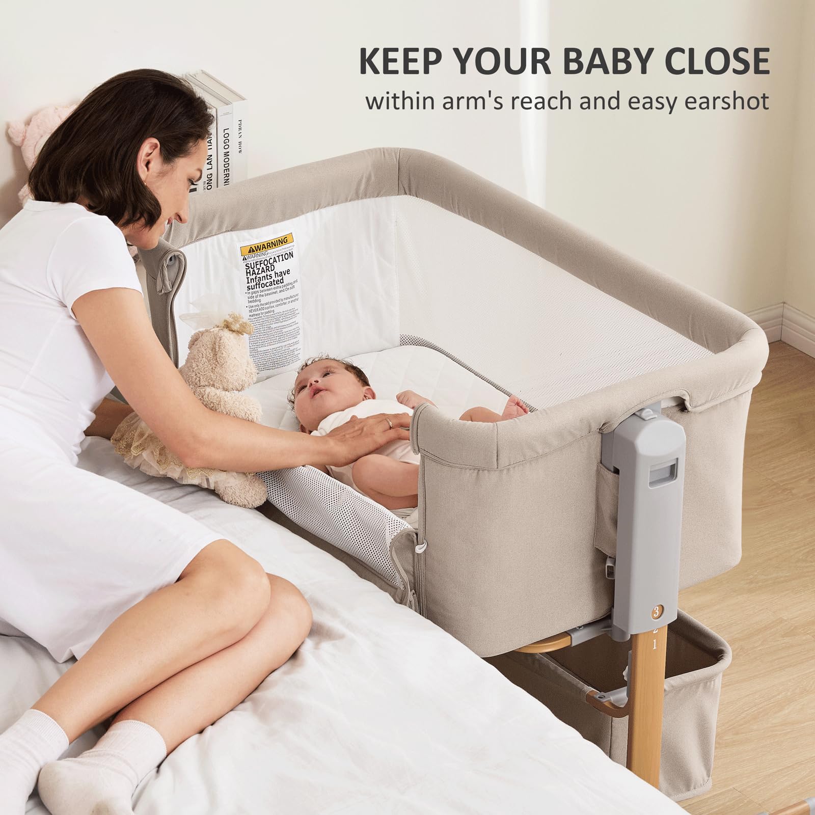 bedside sleeper bassinet breathable mesh panels